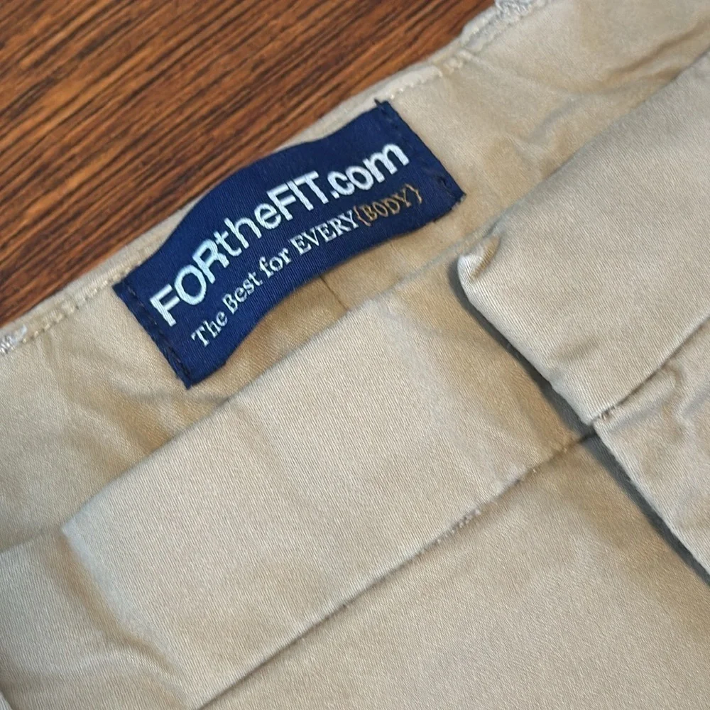 For the Fit khaki flat front stretch chinos size 42×28